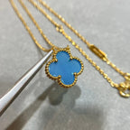 Clover 15mm Blue Agate Necklace – LUX VERSE Luxury Designer Fashion Outlet