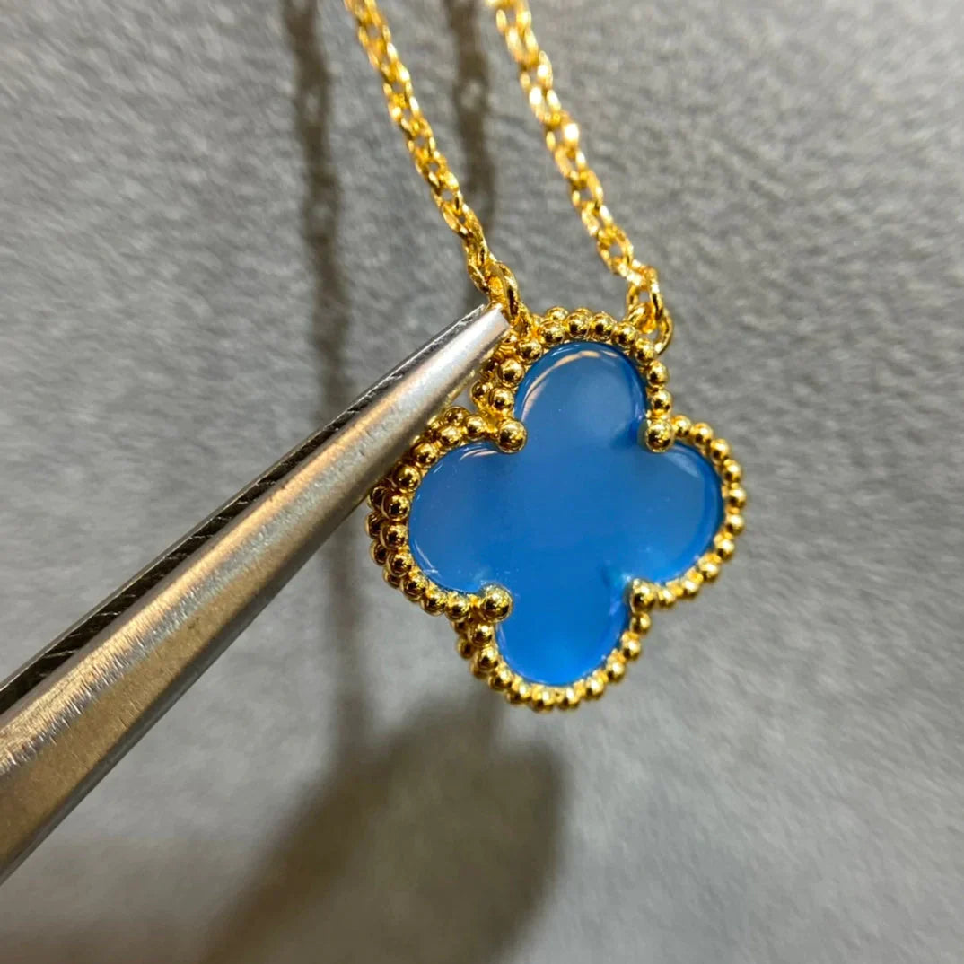 Clover 15mm Blue Agate Necklace – LUX VERSE Luxury Designer Fashion Outlet