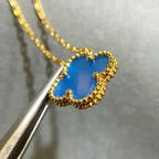 Clover 15mm Blue Agate Necklace – LUX VERSE Luxury Designer Fashion Outlet