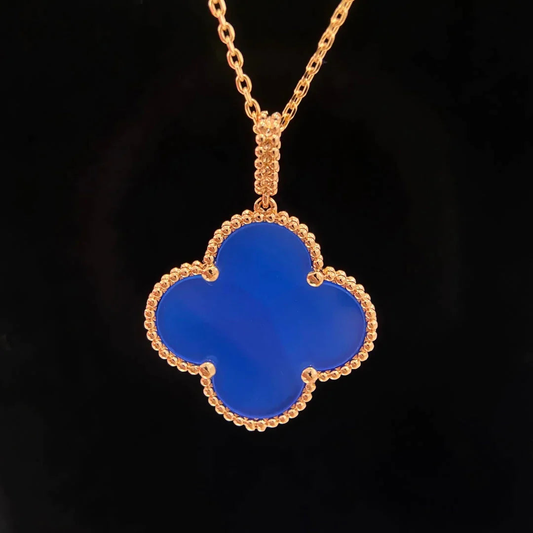 Clover Large 25mm Blue Agate Necklace – LUX VERSE Luxury Designer Fashion Outlet