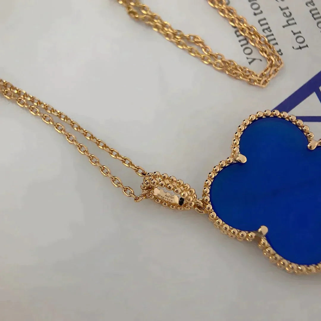 Clover Large 25mm Blue Agate Necklace – LUX VERSE Luxury Designer Fashion Outlet