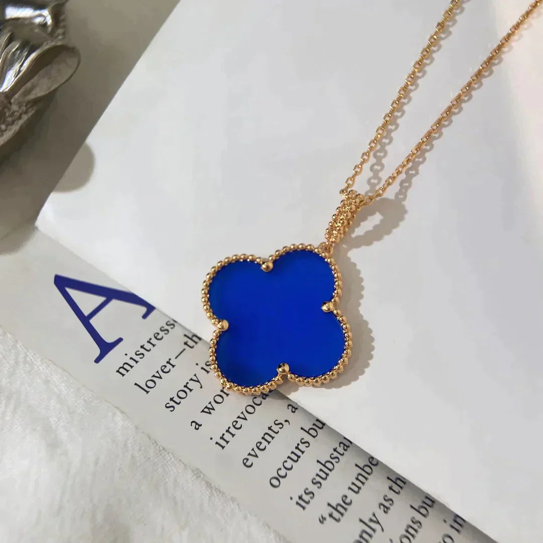 Clover Large 25mm Blue Agate Necklace – LUX VERSE Luxury Designer Fashion Outlet