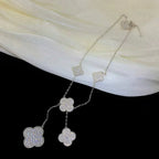 Clover 5 Motifs Silver Diamonds Necklace – LUX VERSE Luxury Designer Fashion Outlet