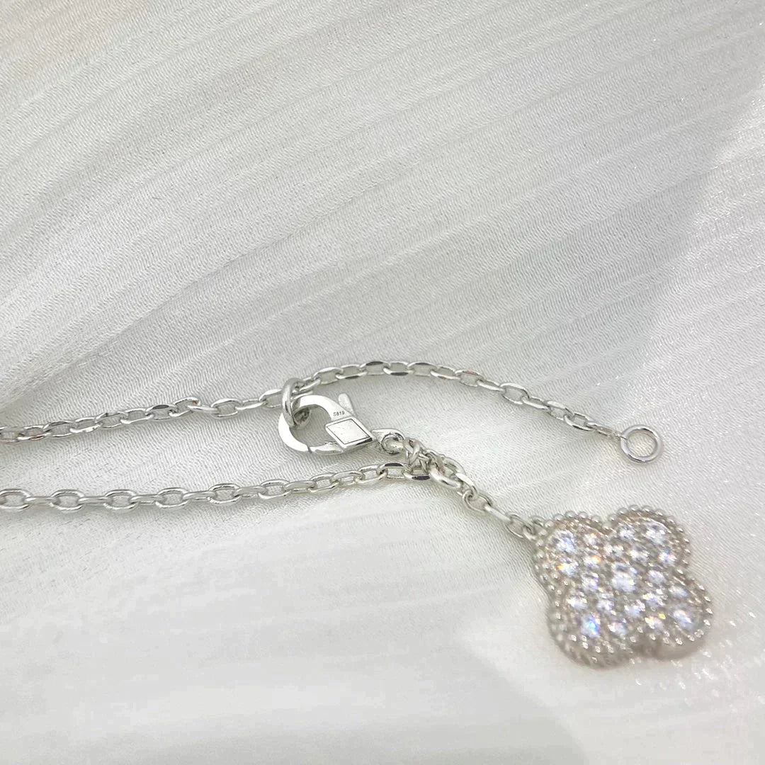 Clover 5 Motifs Silver Diamonds Necklace – LUX VERSE Luxury Designer Fashion Outlet