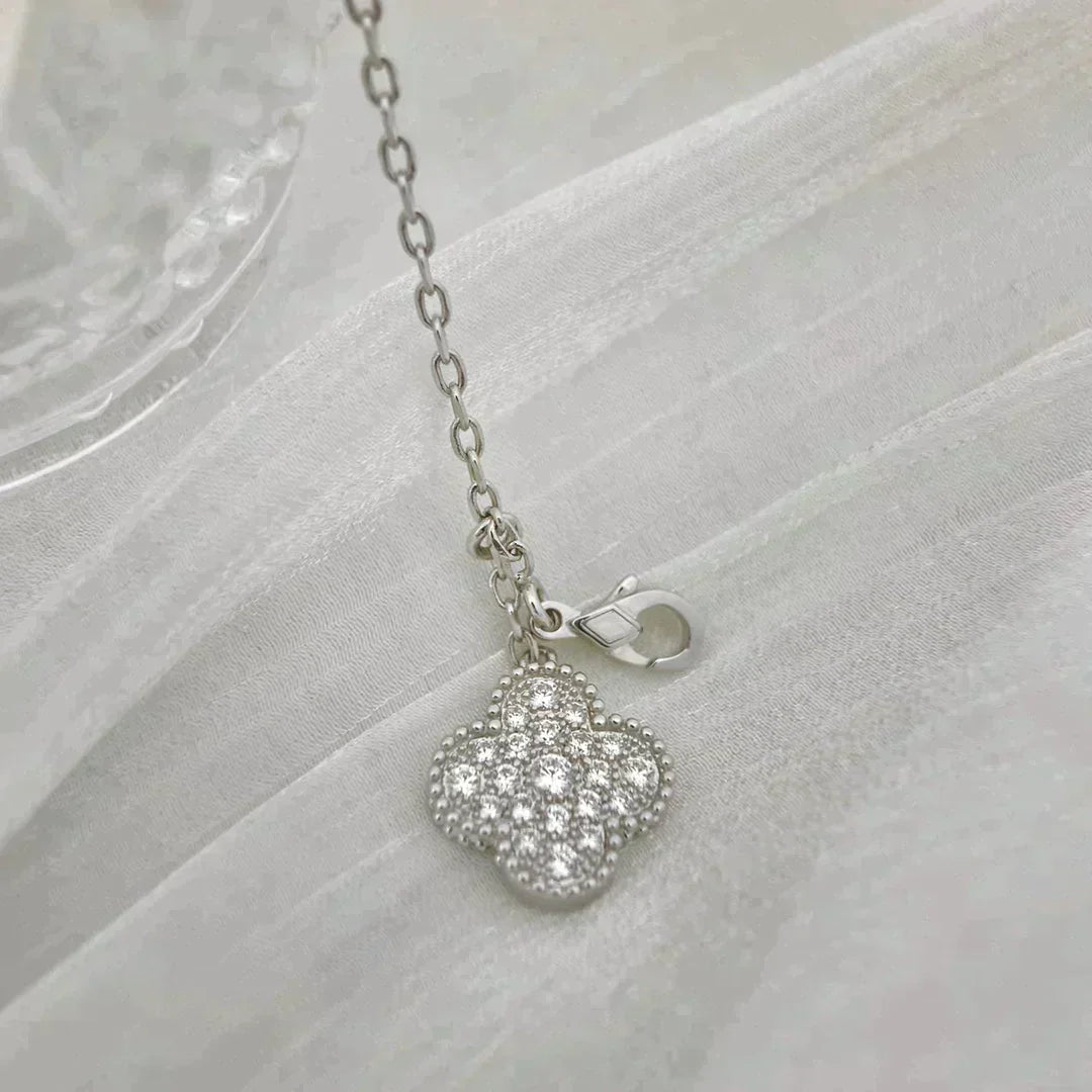 Clover 5 Motifs Silver Diamonds Necklace – LUX VERSE Luxury Designer Fashion Outlet