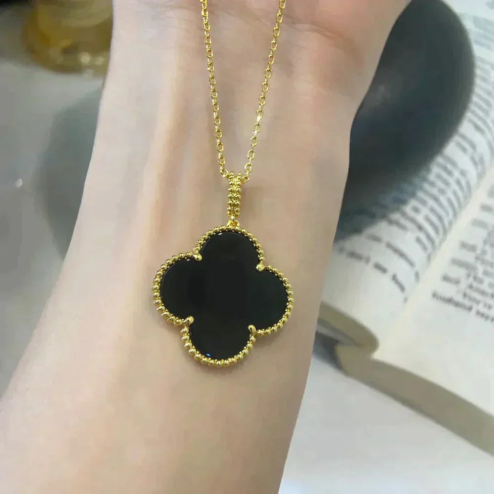 Clover Large 25mm  Onyx Necklace – LUX VERSE Luxury Designer Fashion Outlet