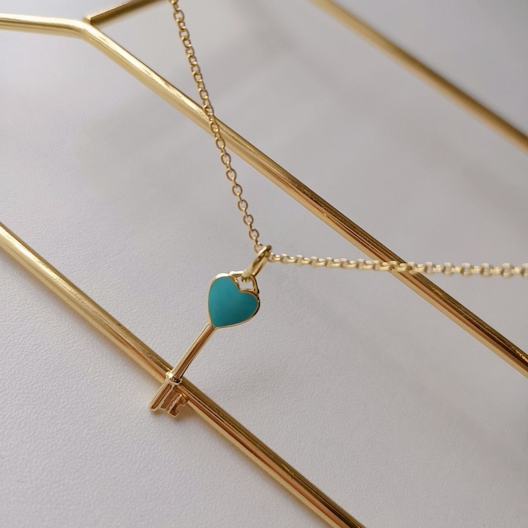 Key Pedant Turquoise Heart Gold Necklace – LUX VERSE Luxury Designer Fashion Outlet