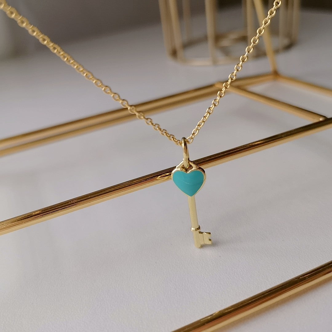Key Pedant Turquoise Heart Gold Necklace – LUX VERSE Luxury Designer Fashion Outlet