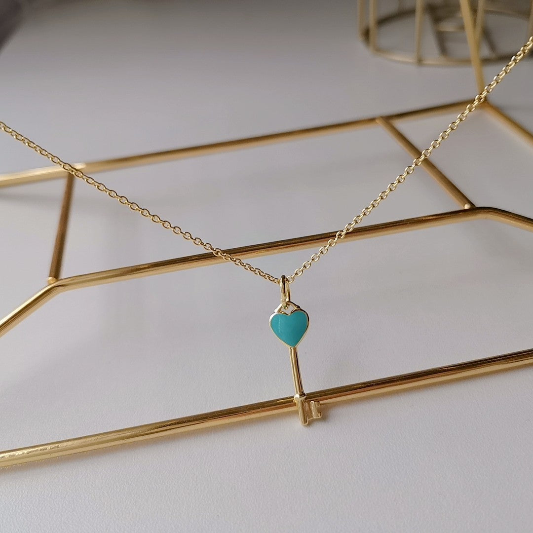 Key Pedant Turquoise Heart Gold Necklace – LUX VERSE Luxury Designer Fashion Outlet