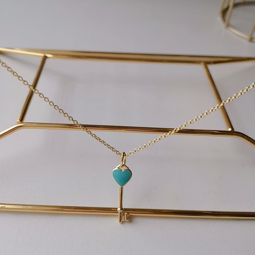 Key Pedant Turquoise Heart Gold Necklace – LUX VERSE Luxury Designer Fashion Outlet
