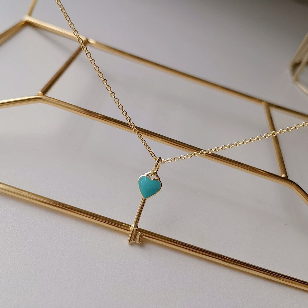 Key Pedant Turquoise Heart Gold Necklace – LUX VERSE Luxury Designer Fashion Outlet