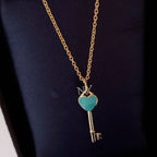 Key Pedant Turquoise Heart Gold Necklace – LUX VERSE Luxury Designer Fashion Outlet