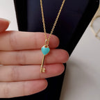 Key Pedant Turquoise Heart Gold Necklace – LUX VERSE Luxury Designer Fashion Outlet