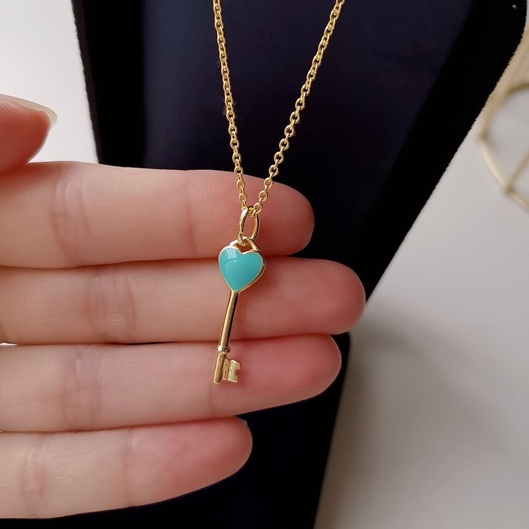 Key Pedant Turquoise Heart Gold Necklace – LUX VERSE Luxury Designer Fashion Outlet
