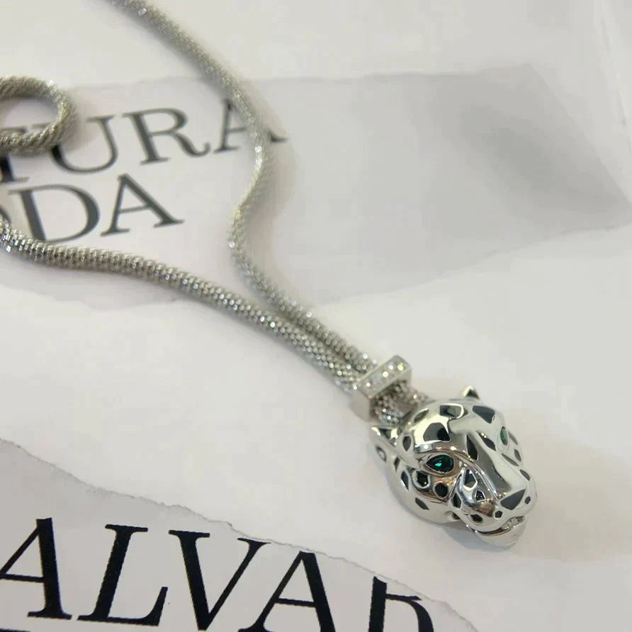 Panthere Silver Onyx Necklace – LUX VERSE Luxury Designer Fashion Outlet