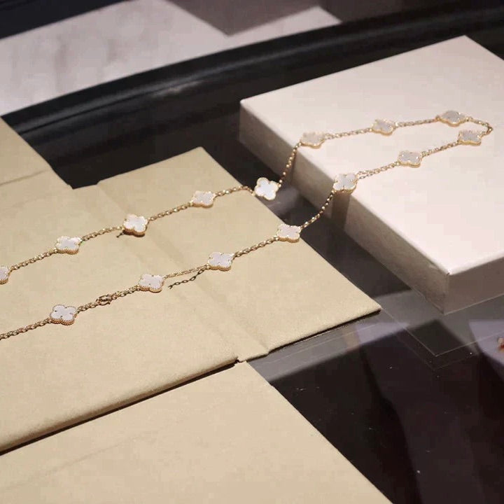 Clover 20 Motifs White Mop Necklace – LUX VERSE Luxury Designer Fashion Outlet