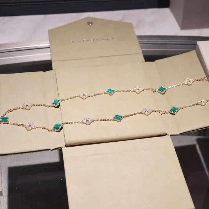 Clover 20 Motifs Malachite Diamond Necklace – LUX VERSE Luxury Designer Fashion Outlet