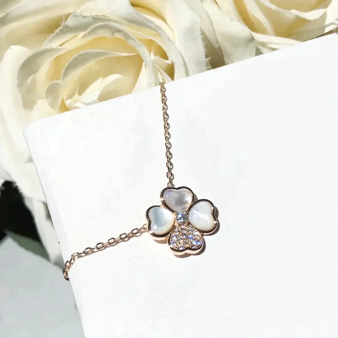 Clover Mop Diamond Rose Gold Necklace – LUX VERSE Luxury Designer Fashion Outlet