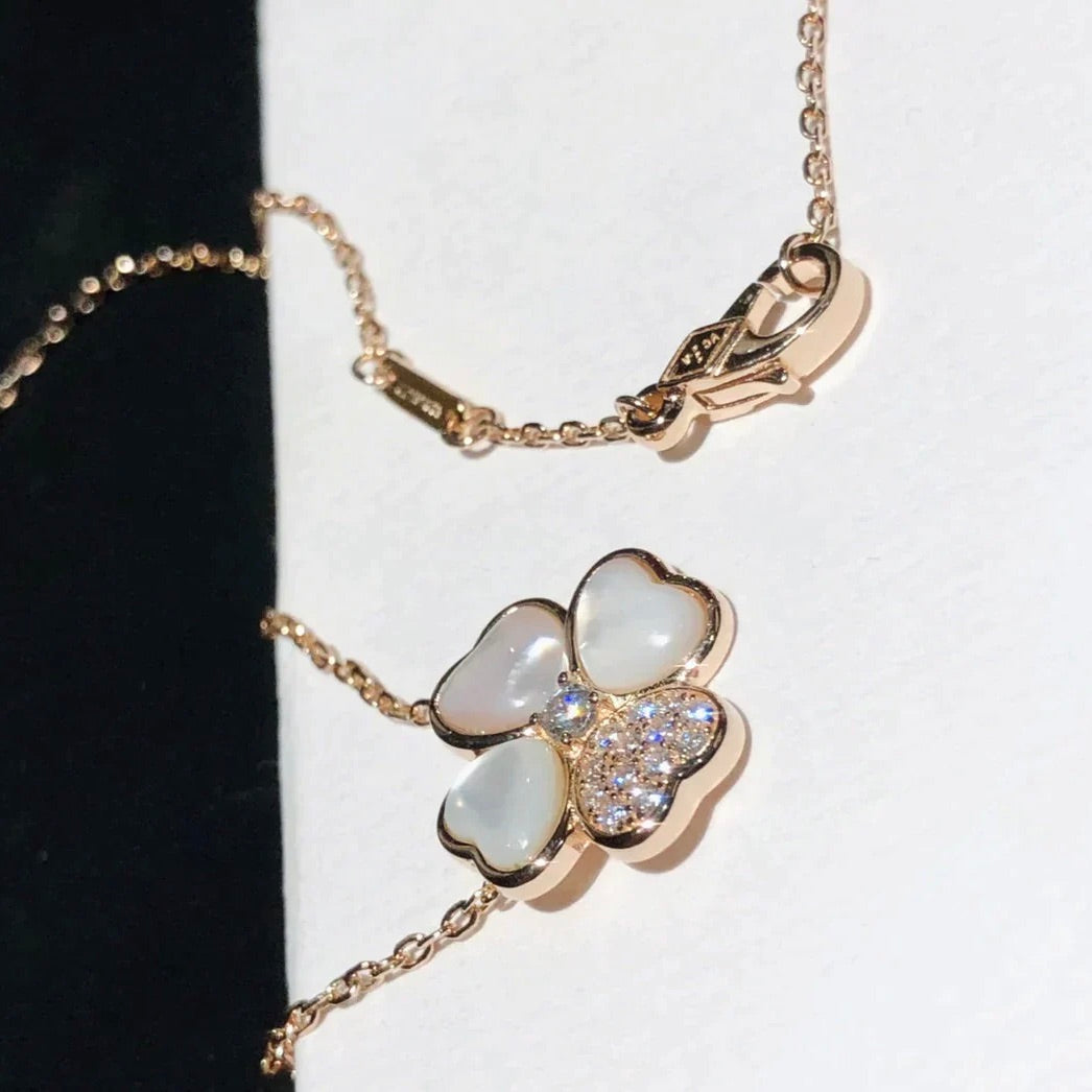 Clover Mop Diamond Rose Gold Necklace – LUX VERSE Luxury Designer Fashion Outlet