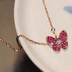 Butterfly Red Diamond Pink Gold Necklace – LUX VERSE Luxury Designer Fashion Outlet