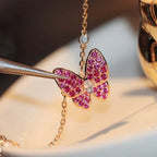 Butterfly Red Diamond Pink Gold Necklace – LUX VERSE Luxury Designer Fashion Outlet