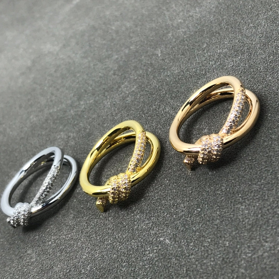 Knot Ring Double Row Diamond – LUX VERSE Luxury Designer Fashion Outlet
