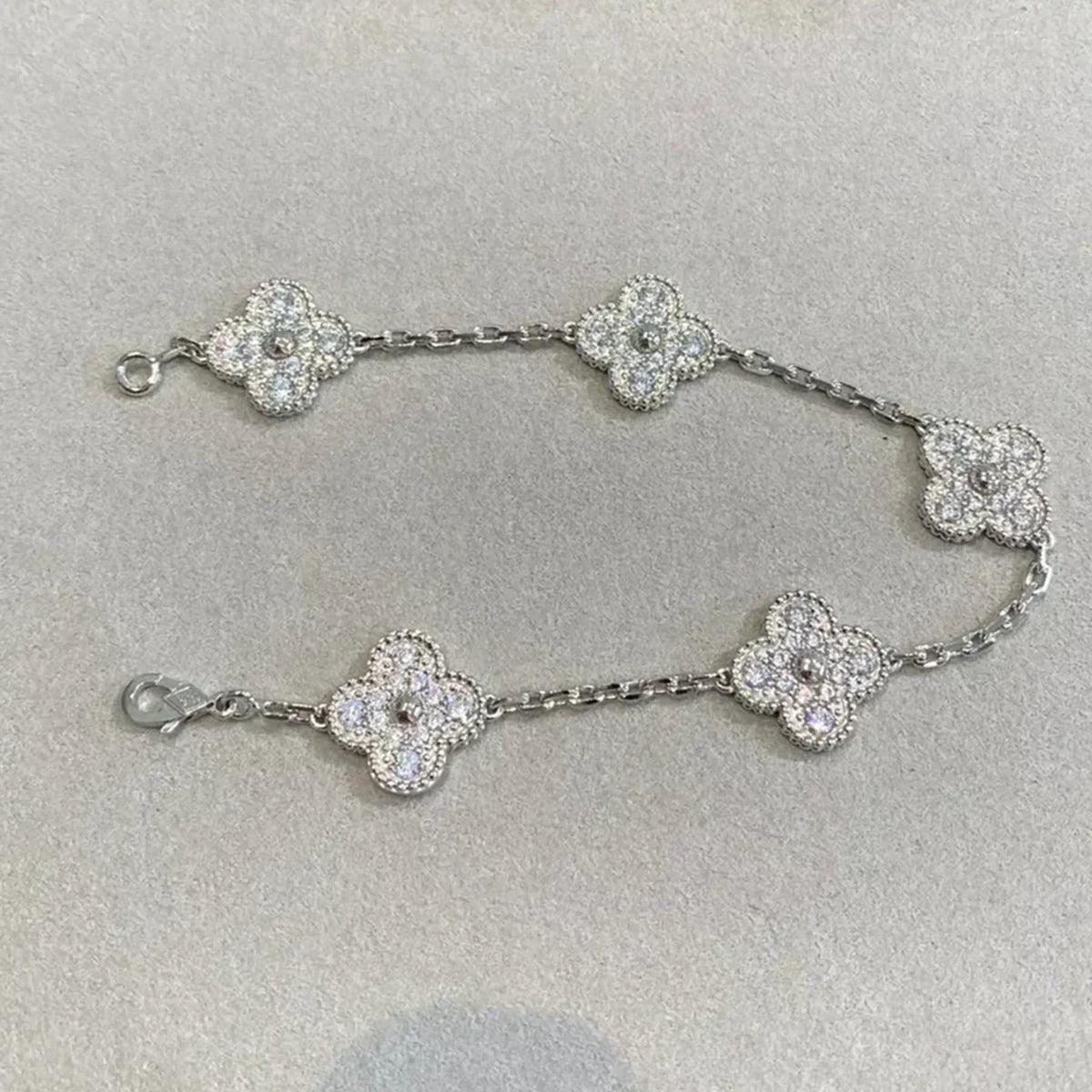 Clover 5 Motifs  Diamond Bracelet Silver – LUX VERSE Luxury Designer Fashion Outlet