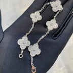 Clover 5 Motifs  Diamond Bracelet Silver – LUX VERSE Luxury Designer Fashion Outlet