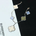 Magic Clover 5 Motifs Mop Chalcedony Bracelet  Silver – LUX VERSE Luxury Designer Fashion Outlet