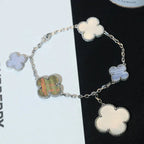 Magic Clover 5 Motifs Mop Chalcedony Bracelet  Silver – LUX VERSE Luxury Designer Fashion Outlet