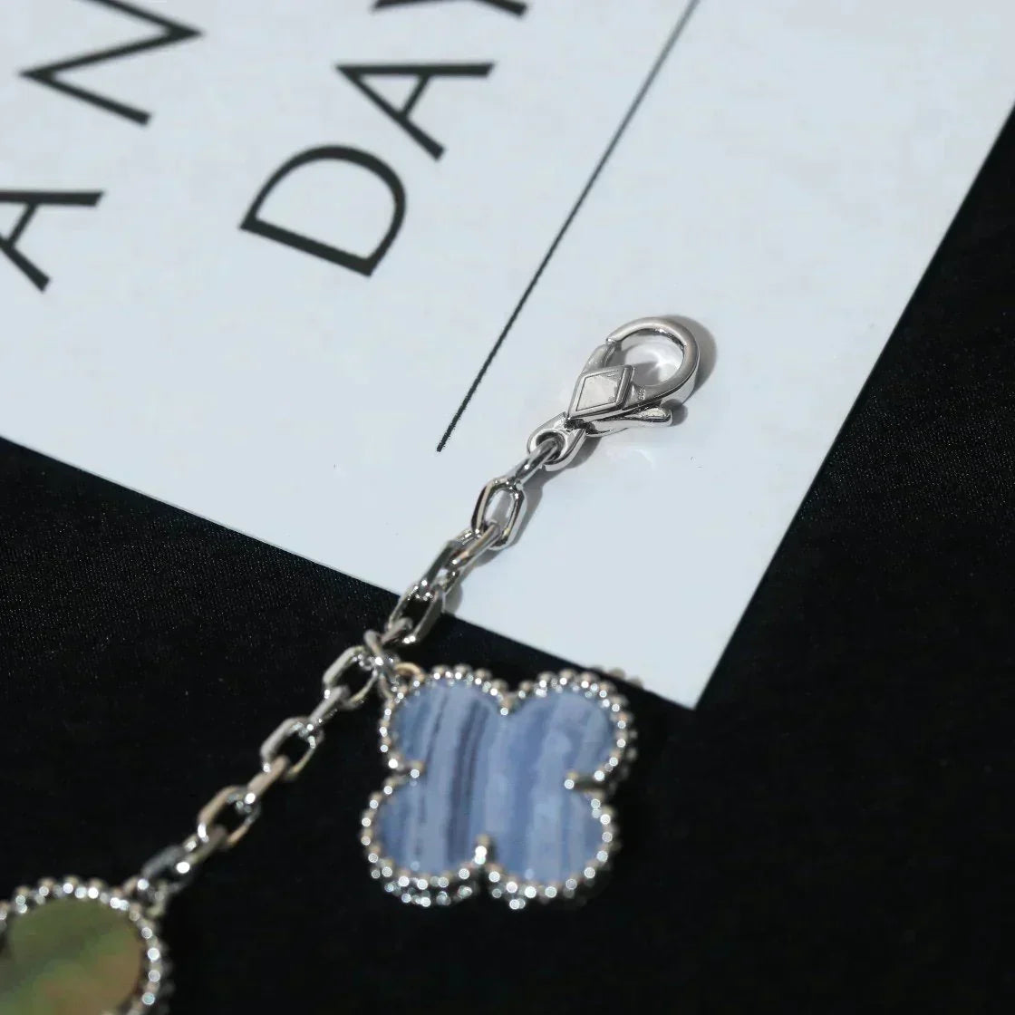 Magic Clover 5 Motifs Mop Chalcedony Bracelet  Silver – LUX VERSE Luxury Designer Fashion Outlet