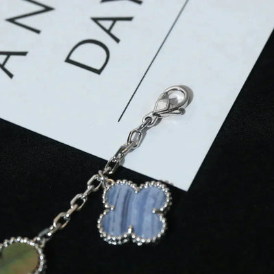 MAGIC CLOVER 5 MOTIFS MOP CHALCEDONY BRACELET  SILVER