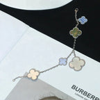 Magic Clover 5 Motifs Mop Chalcedony Bracelet  Silver – LUX VERSE Luxury Designer Fashion Outlet