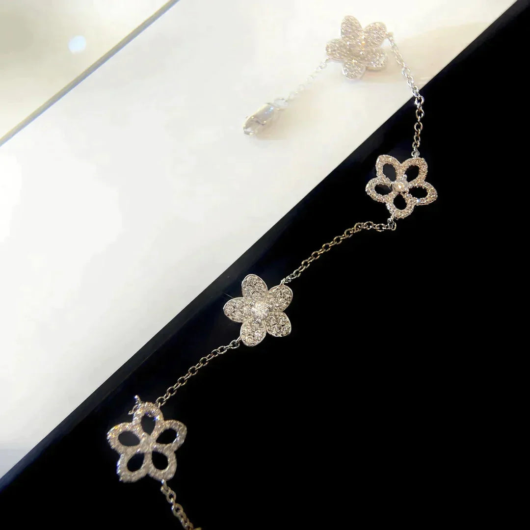 Wildflower 4 Motifs Diamond Bracelet Silver – LUX VERSE Luxury Designer Fashion Outlet