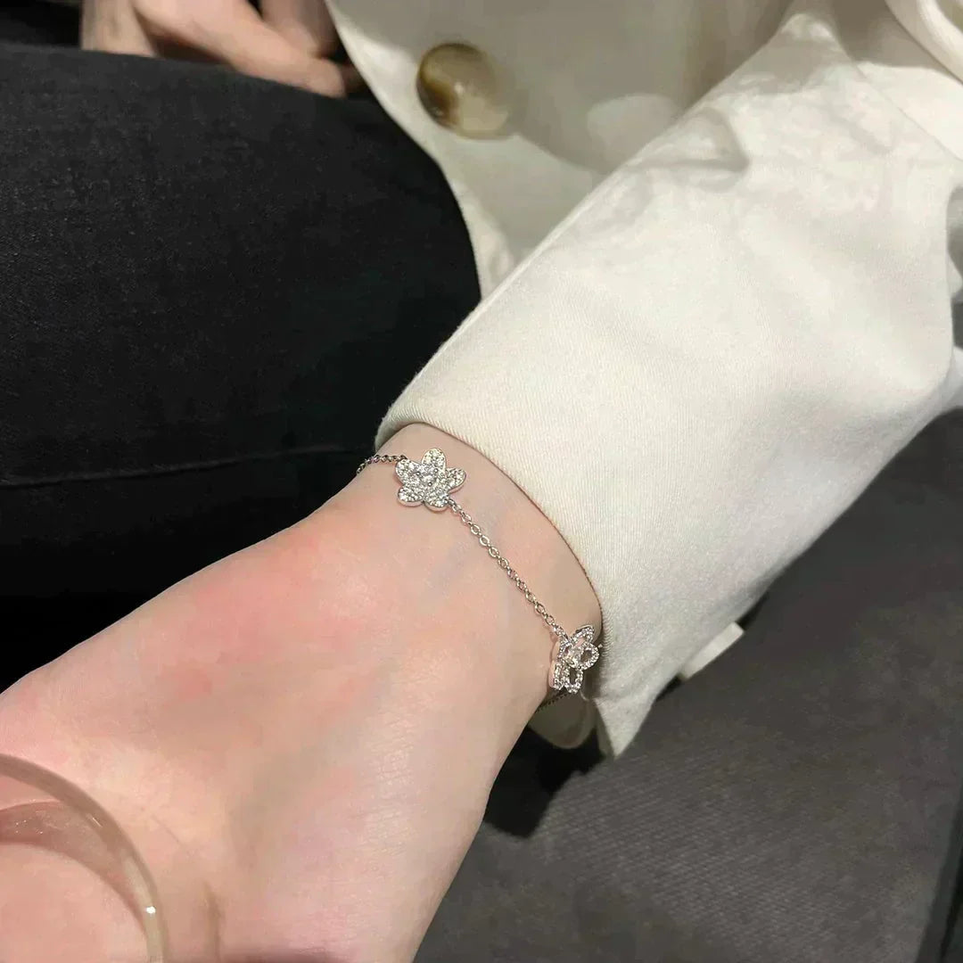 Wildflower 4 Motifs Diamond Bracelet Silver – LUX VERSE Luxury Designer Fashion Outlet