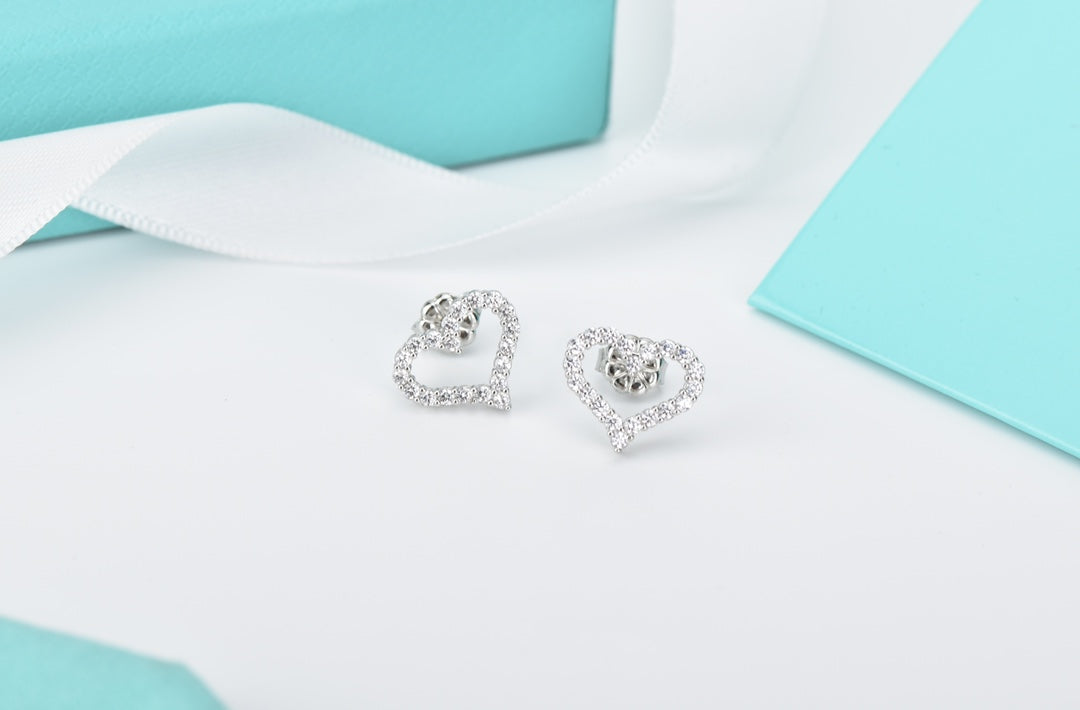 Open Heart Stud Diamond Earrings – LUX VERSE Luxury Designer Fashion Outlet