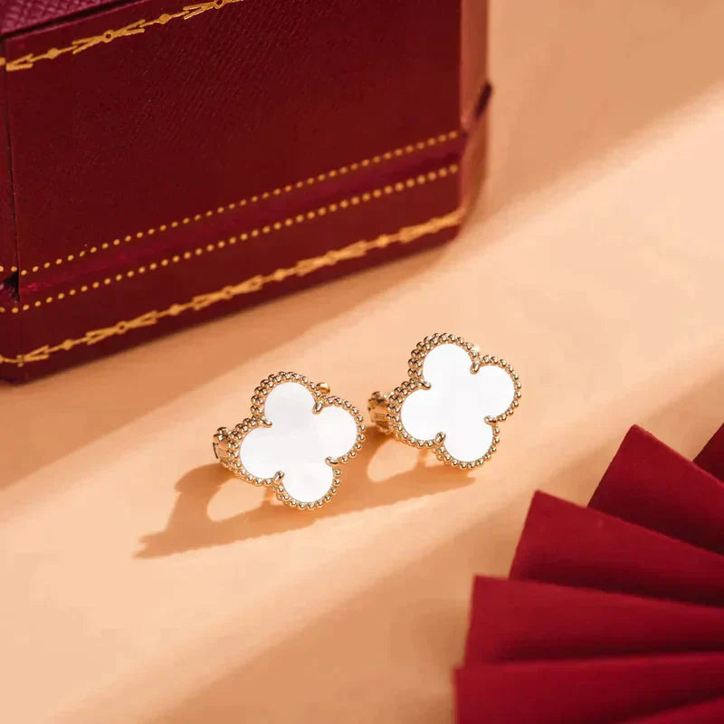 Clover Medium 1 Motifs  White Mop Stud Earrings – LUX VERSE Luxury Designer Fashion Outlet