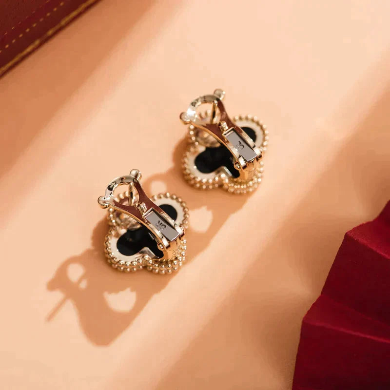 Clover Medium 1 Motifs  Onyx Stud Earrings – LUX VERSE Luxury Designer Fashion Outlet