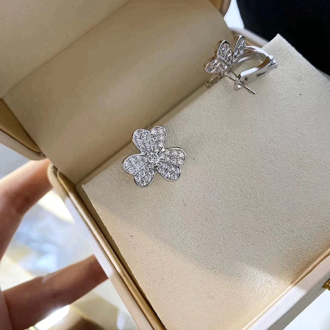 Clover Comos Diamond Earrings Silver – LUX VERSE Luxury Designer Fashion Outlet
