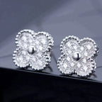 Clover 1 Motifs Diamond Stud Earrings Silver – LUX VERSE Luxury Designer Fashion Outlet