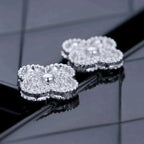 Clover 1 Motifs Diamond Stud Earrings Silver – LUX VERSE Luxury Designer Fashion Outlet