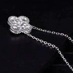Clover Silver Diamond Necklace – LUX VERSE Luxury Designer Fashion Outlet