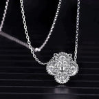 Clover Silver Diamond Necklace – LUX VERSE Luxury Designer Fashion Outlet