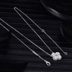 Clover Silver Diamond Necklace – LUX VERSE Luxury Designer Fashion Outlet