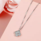 Clover Silver Diamond Necklace – LUX VERSE Luxury Designer Fashion Outlet