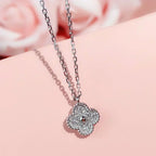 Clover Silver Diamond Necklace – LUX VERSE Luxury Designer Fashion Outlet