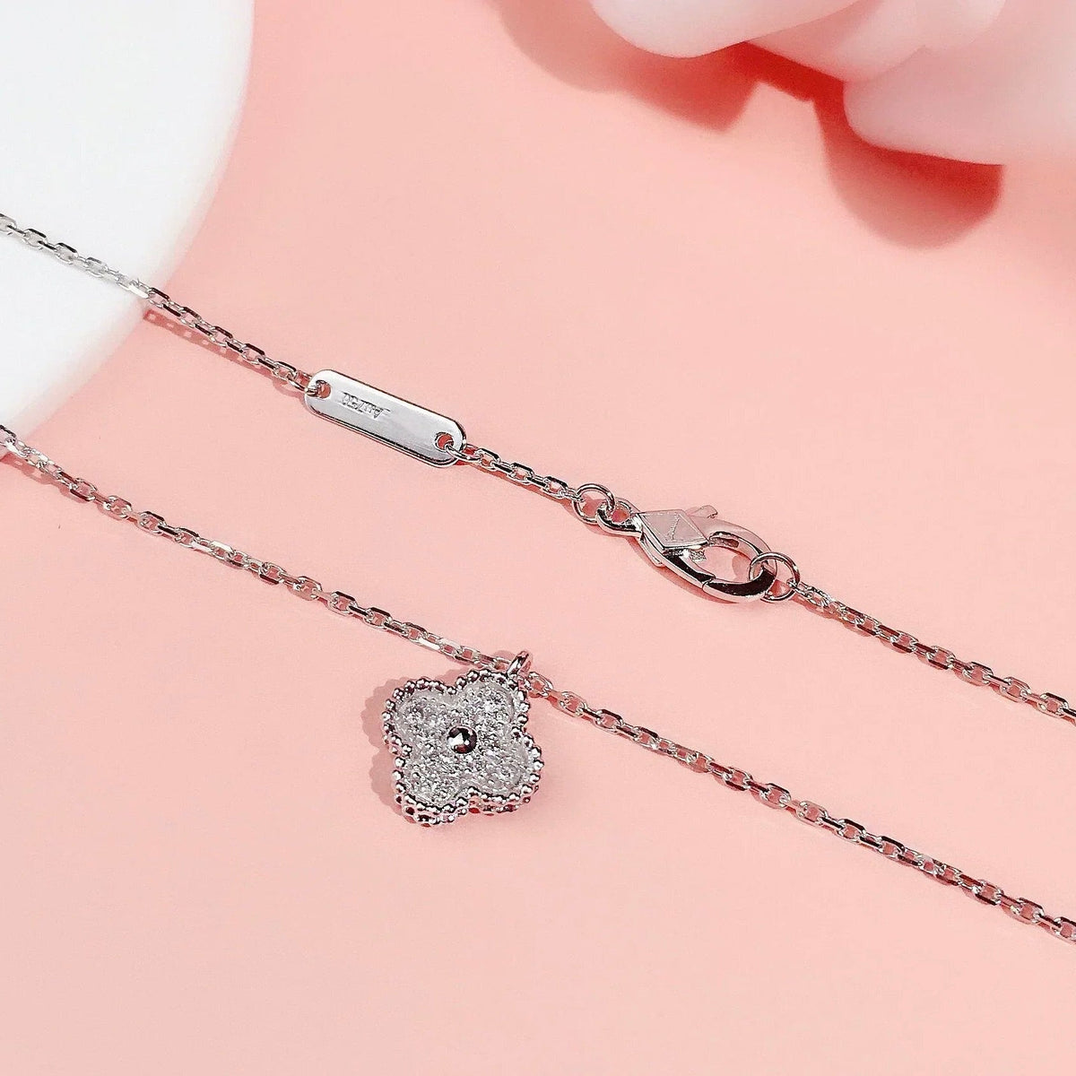 Clover Silver Diamond Necklace – LUX VERSE Luxury Designer Fashion Outlet