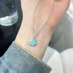 Butterfly Pedant Silver Turquoise Necklace – LUX VERSE Luxury Designer Fashion Outlet