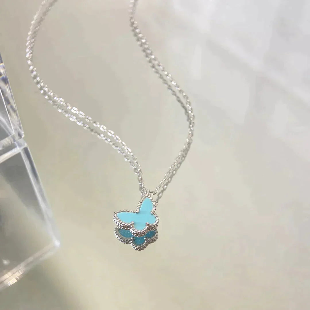Butterfly Pedant Silver Turquoise Necklace – LUX VERSE Luxury Designer Fashion Outlet