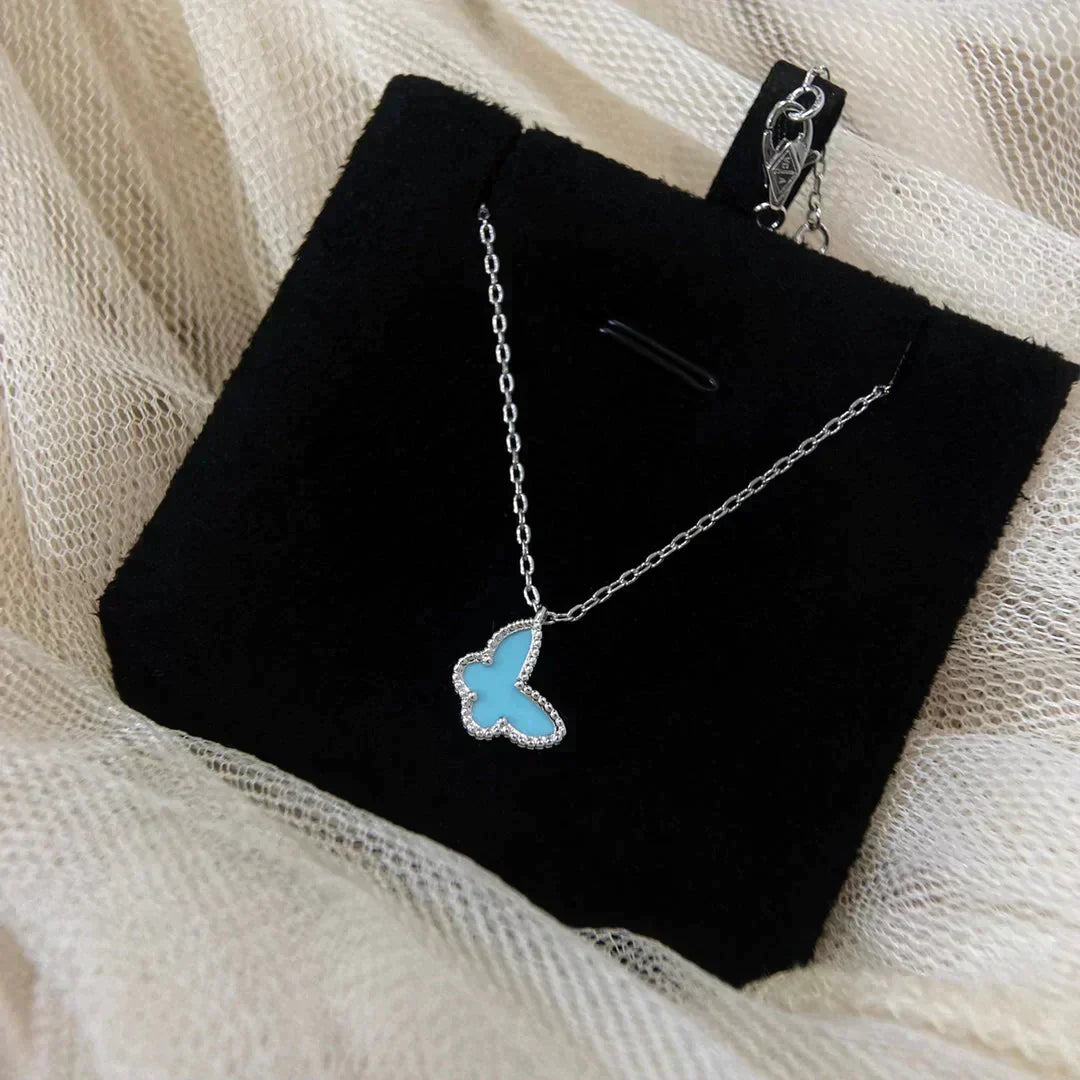 Butterfly Pedant Silver Turquoise Necklace – LUX VERSE Luxury Designer Fashion Outlet